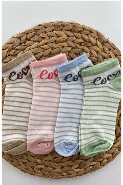 DoDe Flora 4 Pairs of Booties Socks with Love Written Vakre - 9328