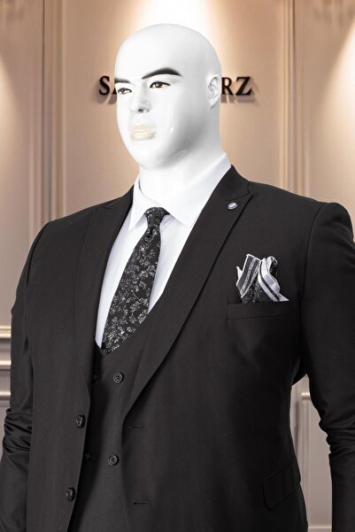 Salihtarzz Takım Elbise Erkek Battal Büyük Beden Siyah SD42142