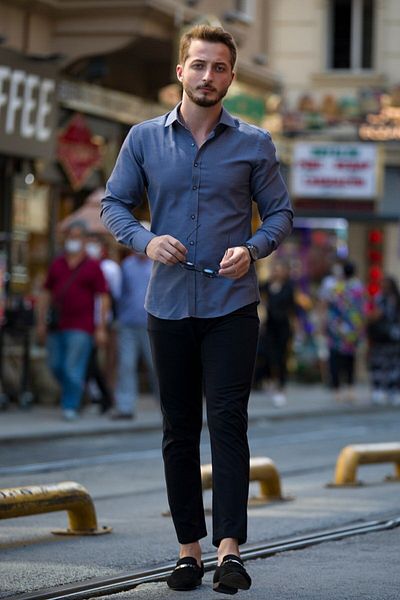 Etikmen Ανδρικό πουκάμισο Slimfit με μοτίβο καπνιστού Dobby