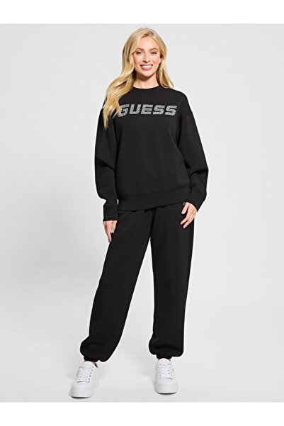 Guess Cecilia Cn Black Women's Sweatshirt with Logo on the Front
