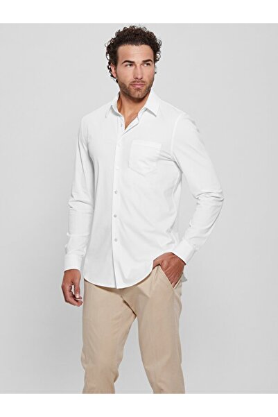 Guess LS SUNSET TECH SHIRT قميص بيض للرجال M3YH34WFKM0-G011