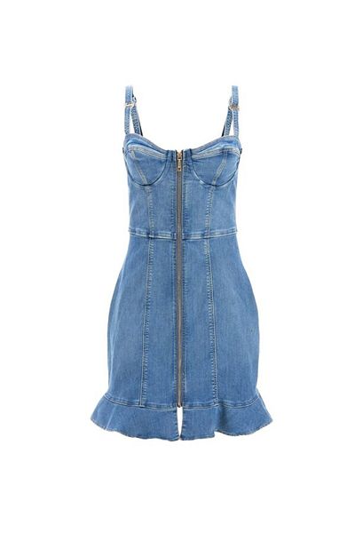 Guess Rochie de damă standard albastră cu gât polo W4GK03D5B42-EAMD