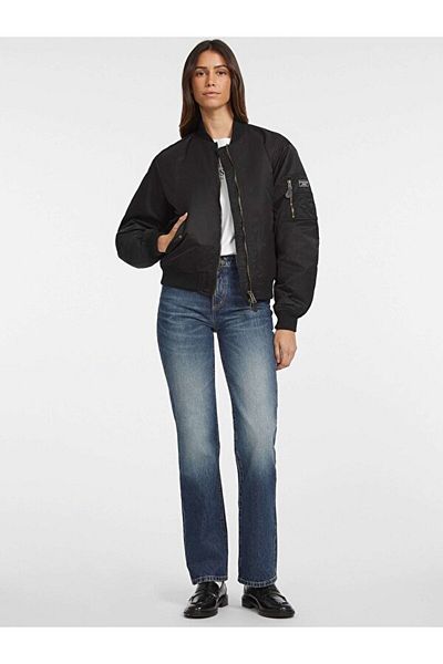 Guess Jeans Women's Nylon Black Bomber Jacket