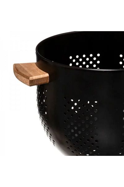 FİVE Metal colander with handles, Modern Color Black, 22 cm