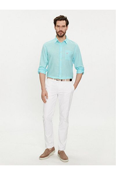 Guess Fluidní pánská lněná směs Regular Fit košile