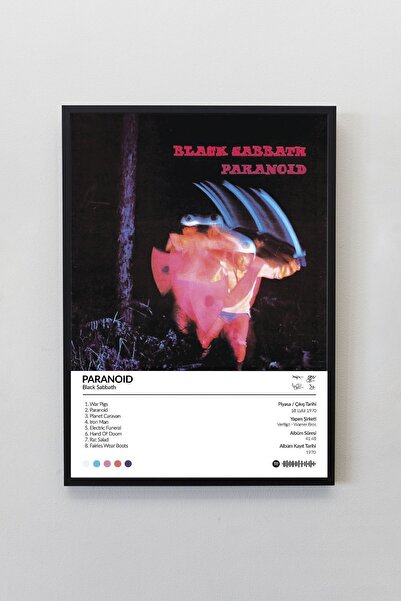 Sticksy Black Sabbath Paranoid Albümü Çerçevesiz Albüm Tasarımlı Spotify Poster