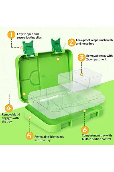 COOYA Lunch Box, 4/6Compartment, for School/Work/Travel/Picnic, Leak-Proof, Reusable, Microwave Dishwasher