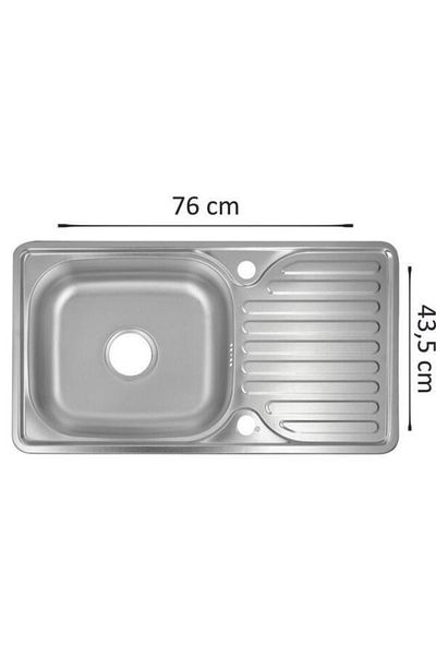 SANITEC Chiuveta bucatarie Sanitec C403REV, blat, cuva reversibila stanga-dreapta, 76x43,5cm, Inox
