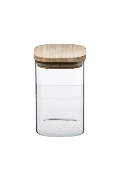 FİVE Set of 3 glass containers with wooden lids, Hermet