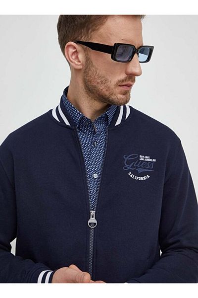 Guess Ανδρικό φούτερ Navy Blue Hooded Zip Truc M4rq17k9z21g7v2