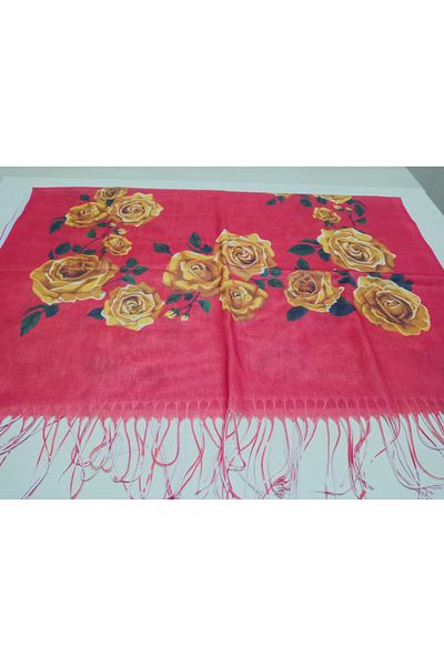 hoaryage Elegant Vivid Rose Pattern Cotton Shawl with Tassels, Prayer Cover 180X70Cm