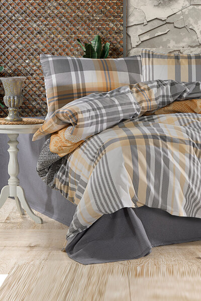 The Tek Kişilik Pamuklu Nevresim Seti - Royal Gri