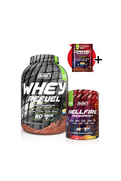 SSN Sports Style Nutrition Refuel Combination 3 (Ssn Whey Refuel Chocolate Ssn Hellfire Preworkout 300Gr)