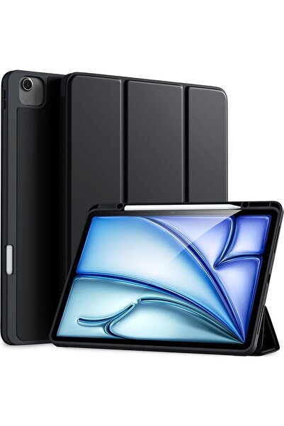 Apple iPad Pro 13 M5 (2025) ile Uyumlu Klyro Manyetik Standlı Kalemlikli Silikon Tablet Kılıfı