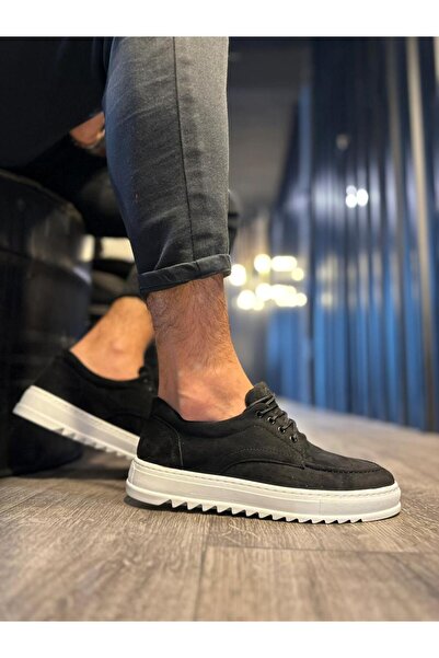 Knack Casual Shoes T12 Black Suede (White Sole)