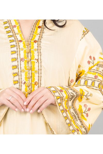 IKKXA Solid Embroidery Jalabiya with Pocket