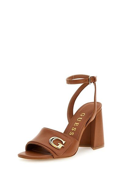 Guess Women's Logo Detailed Metal Buckle Adjustable Brown Classic Heeled Shoes FLJKRN LEA03-LUGGA