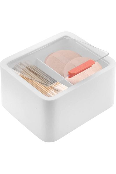 COOYA Qtip Storage Box, Slot Cotton Swab Dispenser Qtip Holder, Cotton Swab Ball Qtips Container with Lid