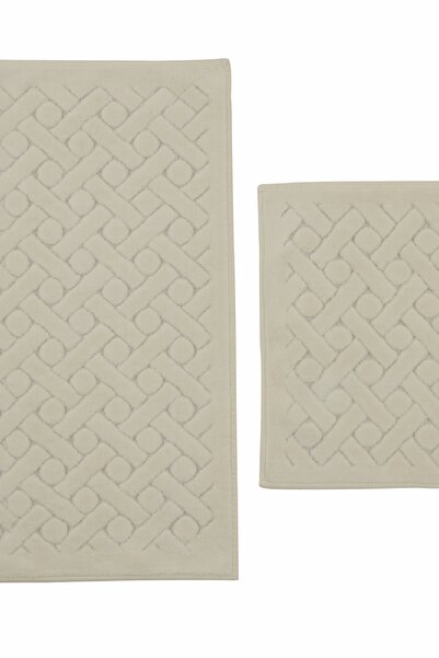 Karaca Home Ecru Foley 2-Piece Bath Mat