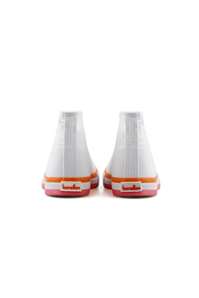 Benetton White Orange Women's Sneaker Casual Sports Shoes