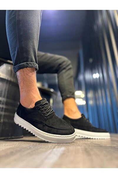 Knack Casual Shoes T12 Black Suede (White Sole)