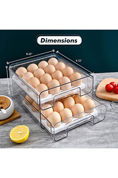 COOYA Food Storage Double Layer Container with Lids Removable Drain Tray for Refrigerator,Food&Egg Storage