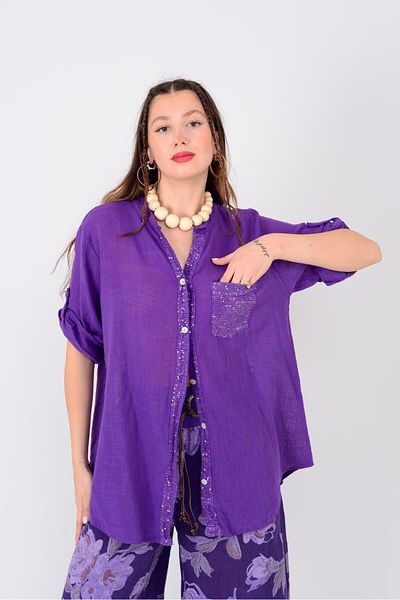 Park Moda 22046 CAMASĂ DETALIE DE BUZUUNAR BRODATĂ