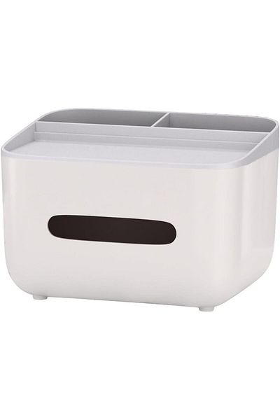 COOYA Multifunctional Tissue Storage Box,Home Rectangular Tissue Container with Remote Control Holder