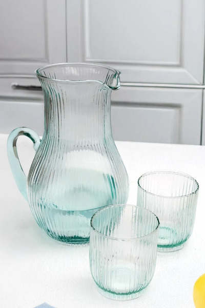 Comprox Sürahi Takım 3 Parça El Üretimi Sürahi ve 2 Bardak hediye