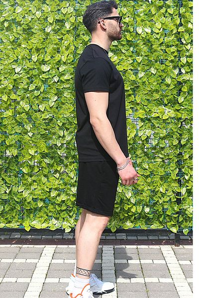 EydaMoon Men's Black Set of 2 Regular 100% Cotton Single Jersey Combed Cotton Fabric Top and Bottom Set