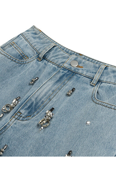 Twist Strass Taş Aksesuarlı Wıde Leg Jean Pantolon