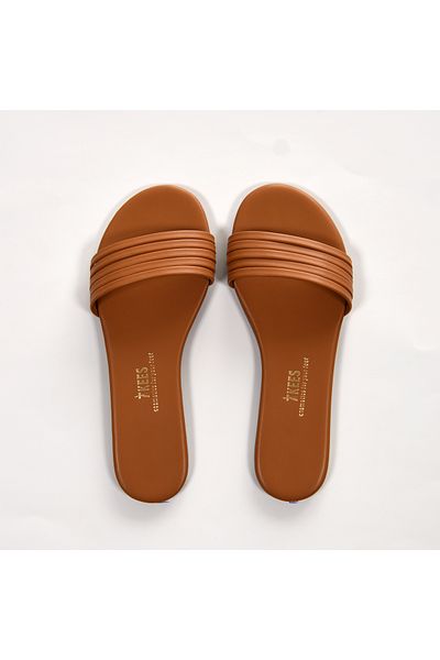Tkees Women's Camel Flat Band Daily Stylish Comfortable Slippers