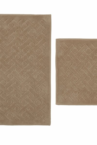 Karaca Home Beige Foley 2-Piece Bath Mat
