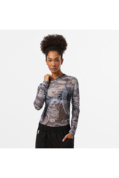 United 4 UNITED4 Kadın Beyaz Detaylı Siyah T-Shirt