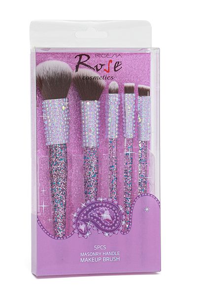 Roesıa Rose Cosmetics Rose 5-Piece Silvery Stone Makeup Brush Set