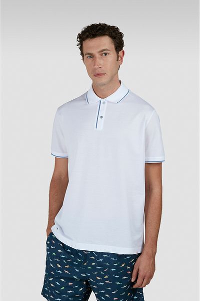 PAUL&SHARK Men's Regular Fit 100% Cotton Short Sleeve White Polo 25411219 -010