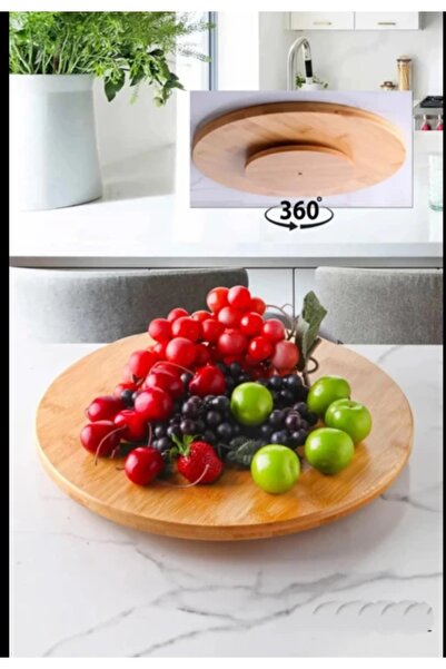 KELEBEKHOME Bambu sunumluk dönebilen bambu sunum servis tabağı 360 derece dön...