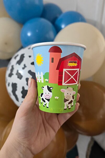 PEKSHOP Çiftlik Tema Karton Bardak 8li