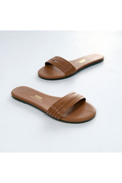 Tkees Women's Camel Flat Band Daily Stylish Comfortable Slippers