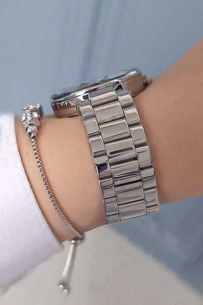 Daniel Klein Metallic Women's Wristwatch - Zircon Stone Bracelet and Bracelet Research