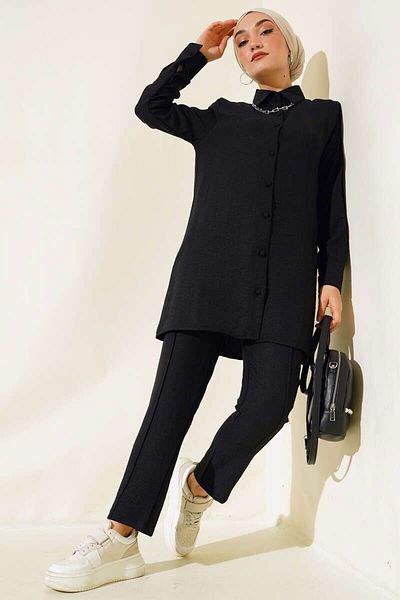YILMAZBARMAZ Women's Ball Button Linen Double Suit