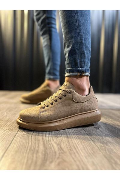 Knack High Sole Casual Shoes 044 Camel (Suede)