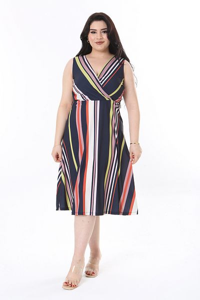 Şans Rochie cu dungi colorate pentru femei de mărime mare 65N38833