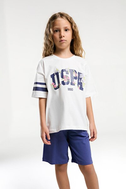 U.S. Polo Assn. Kids %100 Pamuk / %100 Cotton KIZ ÇOCUK BERMUDA TAKIM