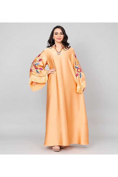 IKKXA Shimmer Detail Sleeves Embroidered Jalabiya