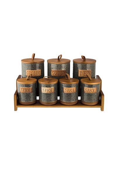 Dania Porcelain storage box set with bamboo wood with new decor to add a touch of beauty to your kitchen