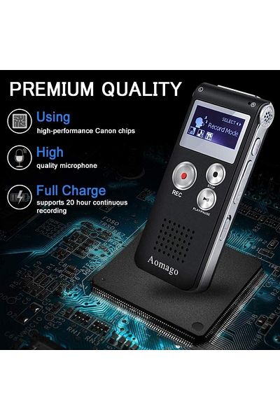 erorex Digital Voice Activated 16Gb Audio Recorder Mini Portable Tape Dictaphone With Playback Usb Mp3