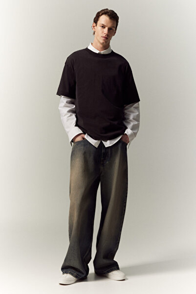 H&M Soluk Görünümlü Tişört Loose Fit
