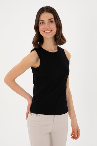 U.S. Polo Assn. Women's Black Sleeveless Crew Neck Basic T-Shirt 50300904-Vr046