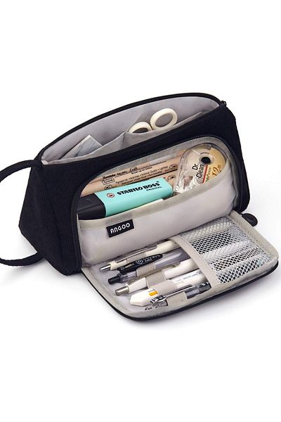 erorex Big Capacity Pencil Case Canvas High Large Storage Pouch Marker Pen Case Simple Stationery Bag